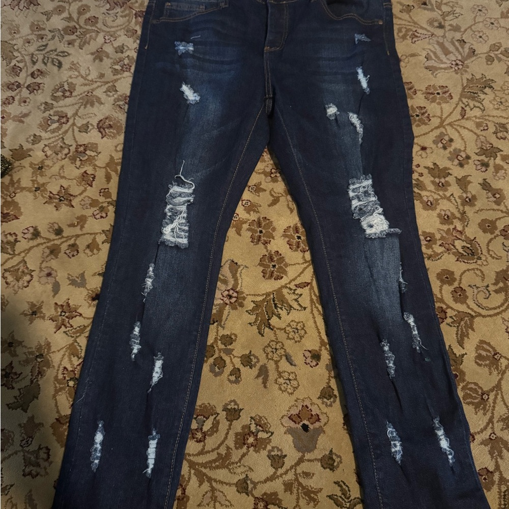 VIP Dark, Distressed Jeans, size 15/16, brand new! Very flattering!